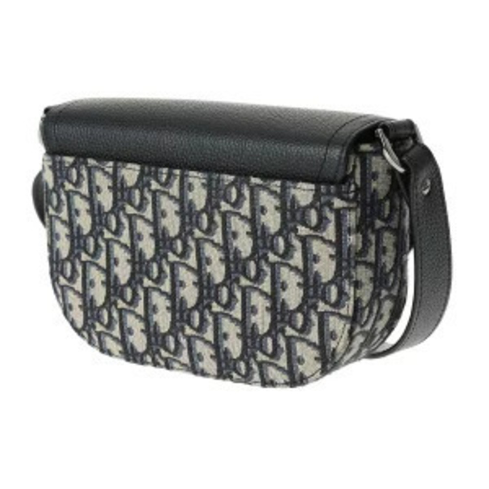 Dior Beige Messenger Bag Jacquard Flap Saddle Canvas Oblique Black